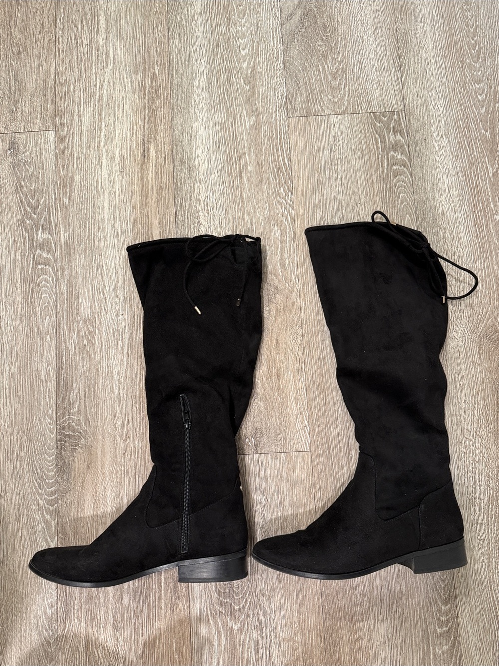 Aldo Black Over-the-Knee Suede-Look Flat Riding Boots